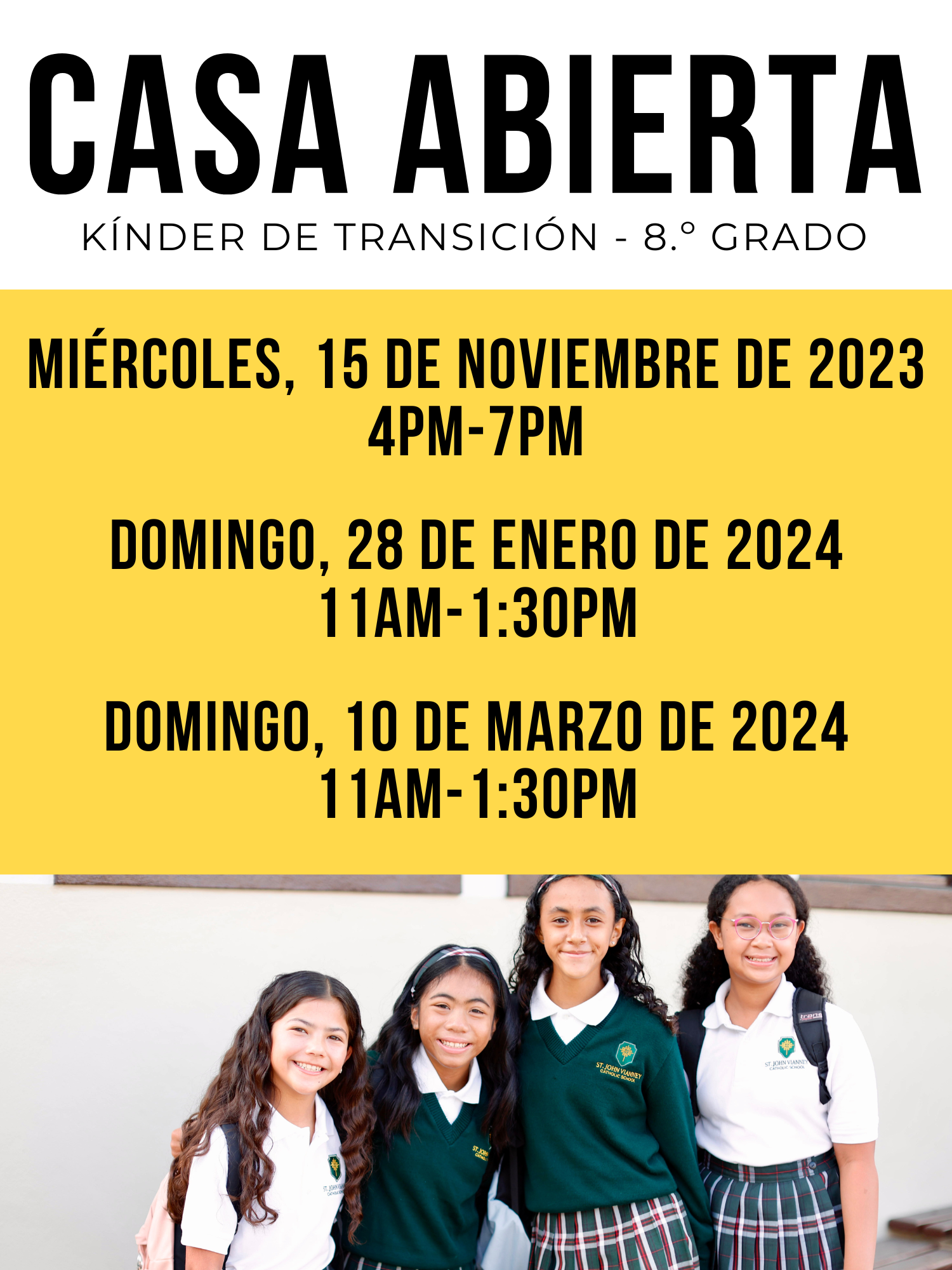 2023-2024 Open House Dates (Spanish)